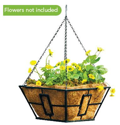14" BLK SQ Hang Basket