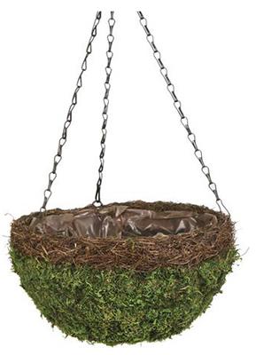 14"GRN Moss/Wick Basket