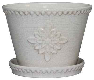 8" WHT Lorna Planter