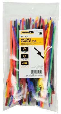 100PK 6" BLK LD EZ Tie