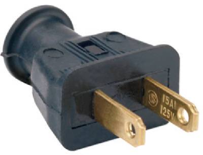 15A BLK Rubb 2Wire Plug