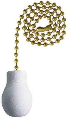 12" WHT Knob Pull Chain