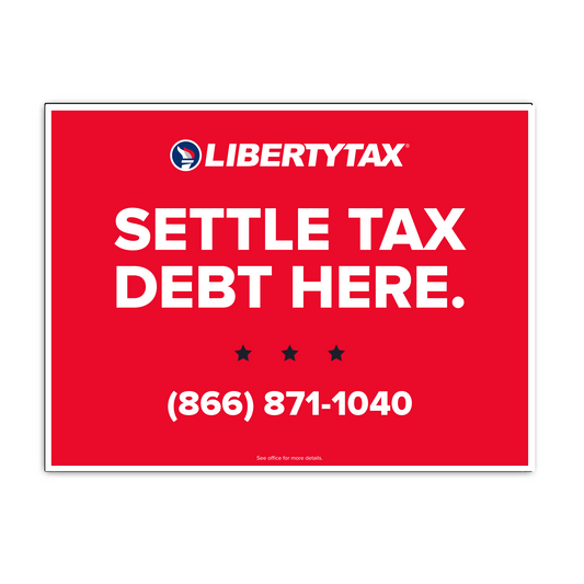 Custom "Settle Tax Debt Here" (W/ Phone #) | Lawn Sign (w/ H-Stake) | Choose Color & Quantity | 2023
