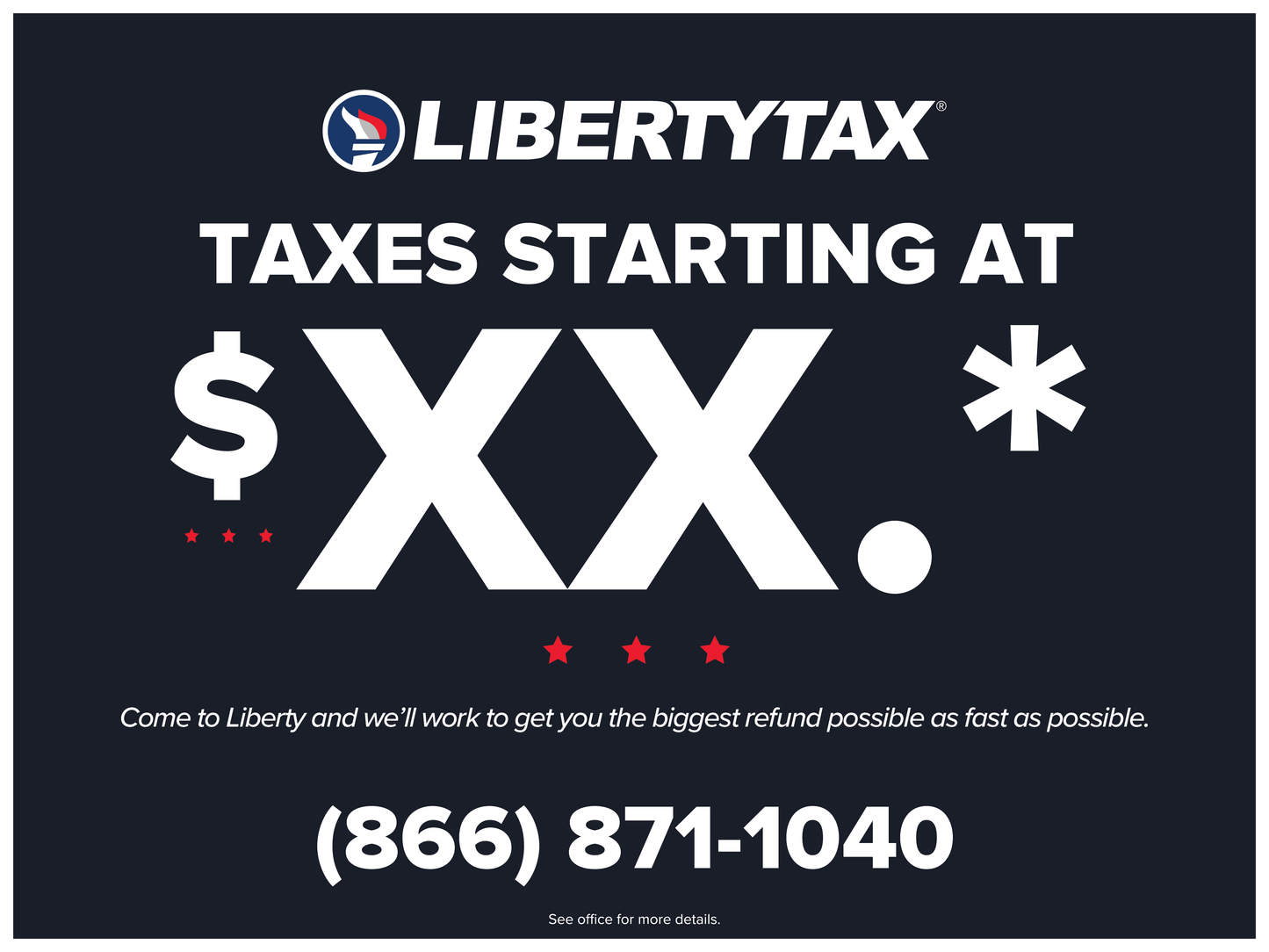 Custom Taxes Starting At "XX$" (W/ Phone #) | Lawn Sign (w/ H-Stake) | Choose Quantity and Amount