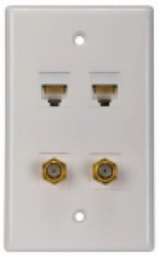 Dual Cat5/6 Coax Plate