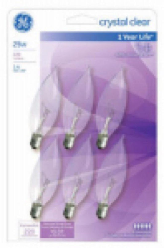 GE 6PK 25W Candle Bulb