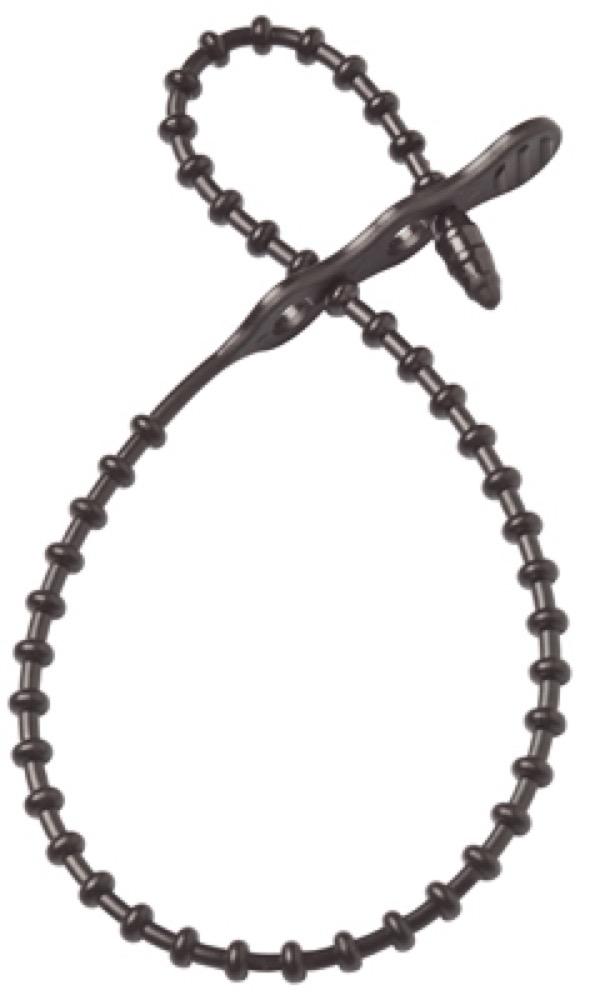 5PK 24" BLK Beaded Tie