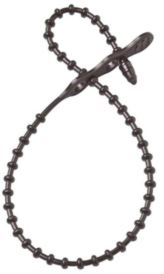 5PK 24" BLK Beaded Tie