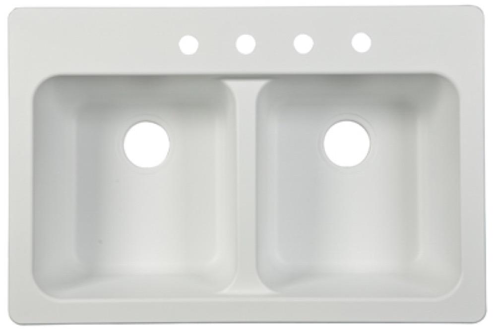 9" WHT DBL Bowl Sink