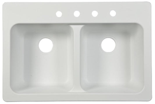9" WHT DBL Bowl Sink