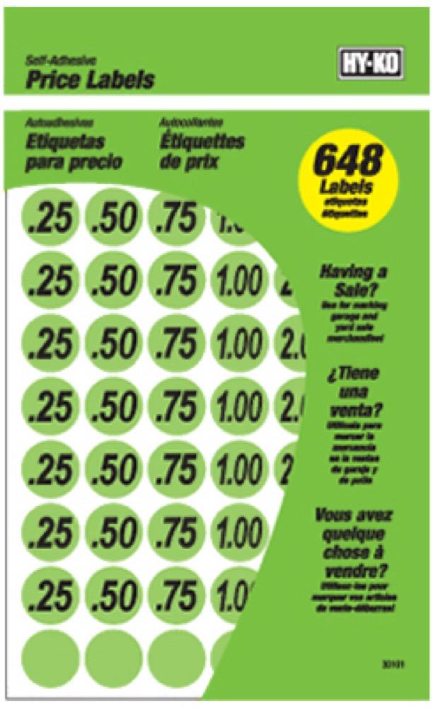 648PC GRN Price Label