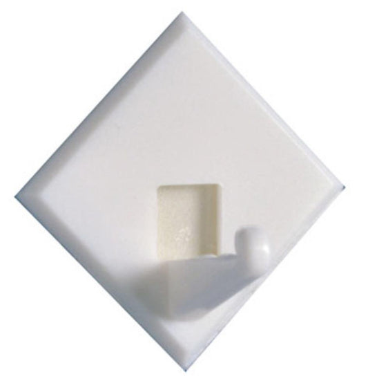 9PK WHT Plas Adhes Hook