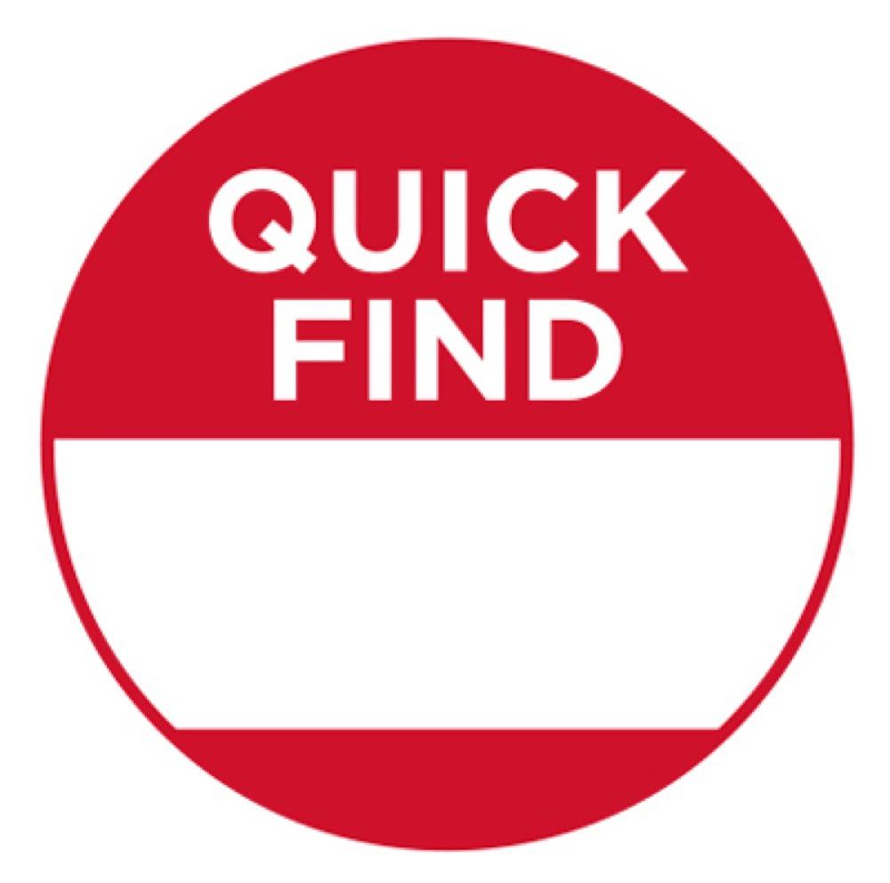 250CT QuickFind Sticker