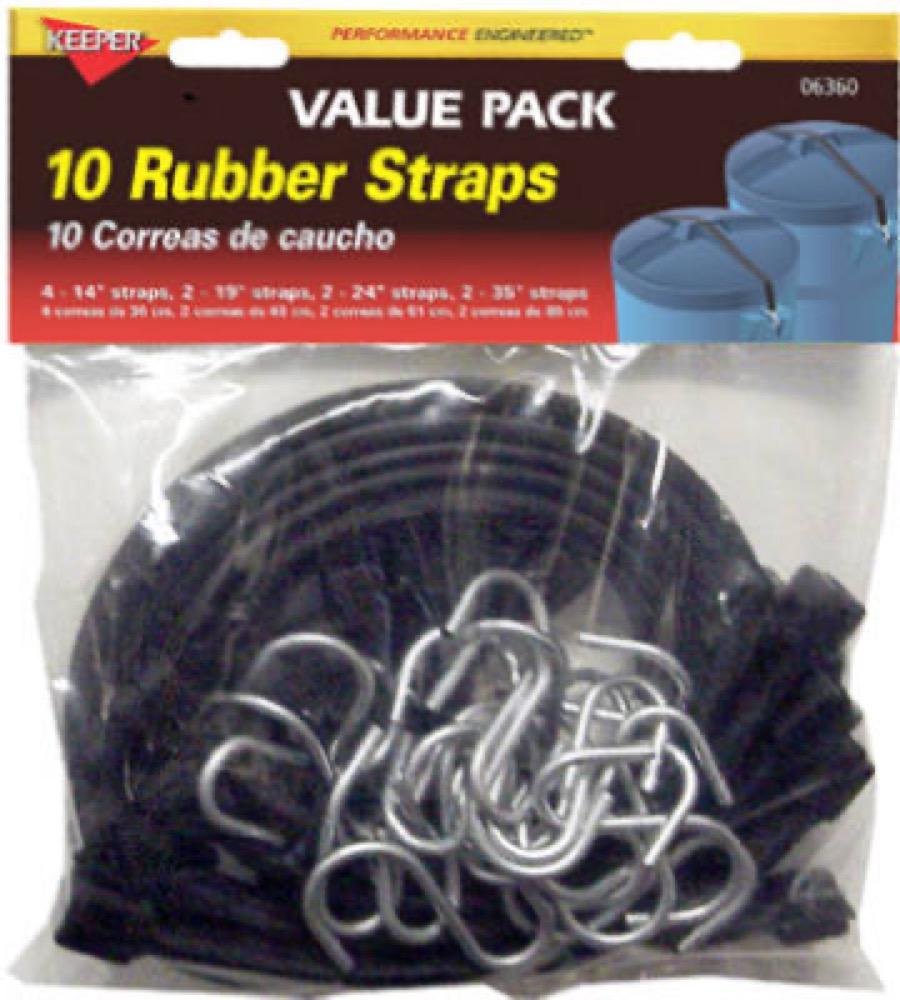 10PK Rubb Strap ASSTD
