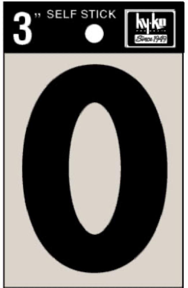 3" BLK Adhes Number 0