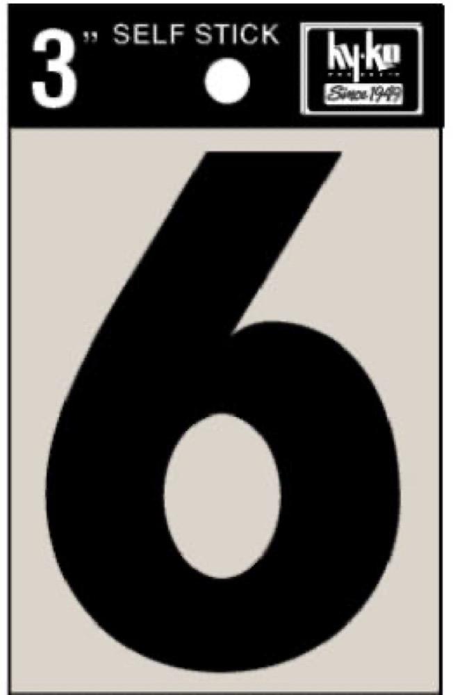 3" BLK Adhes Number 6