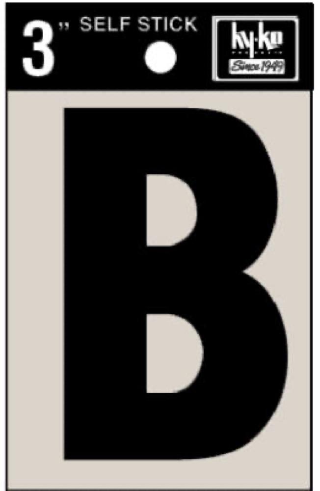 3" BLK Adhes Letter B