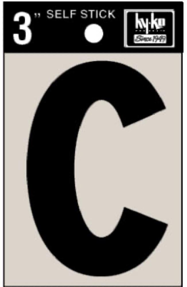 3" BLK Adhes Letter C