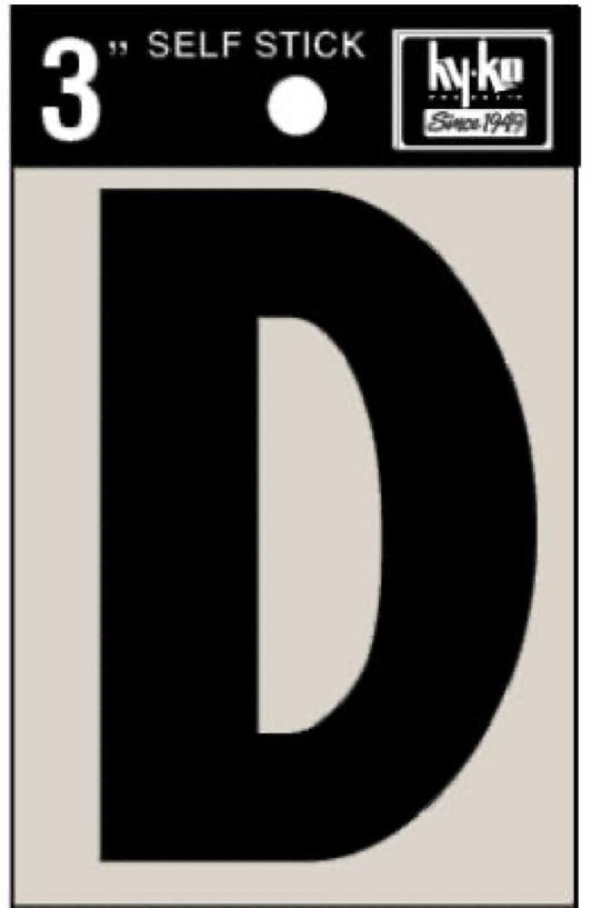 3" BLK Adhes Letter D