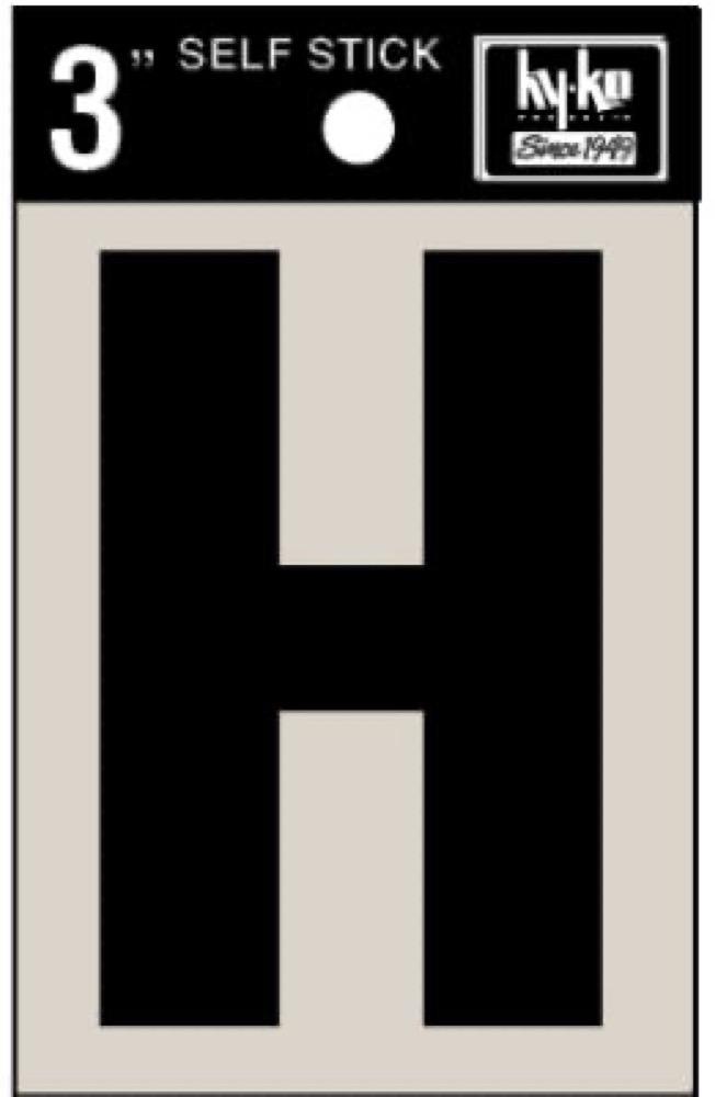 3" BLK Adhes Letter H