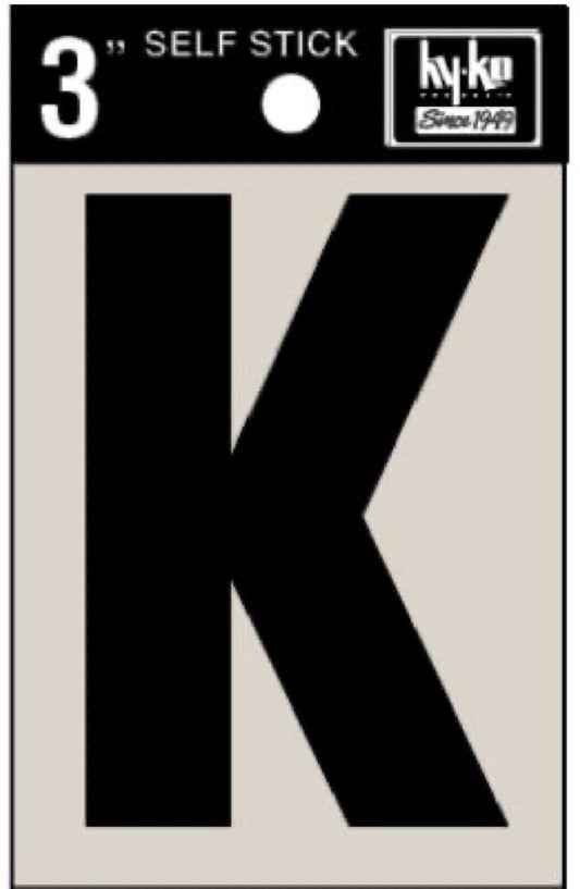 3" BLK Adhes Letter K