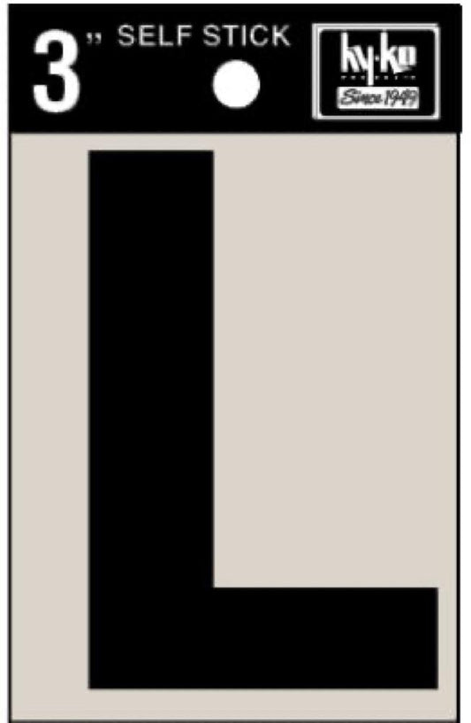 3" BLK Adhes Letter L