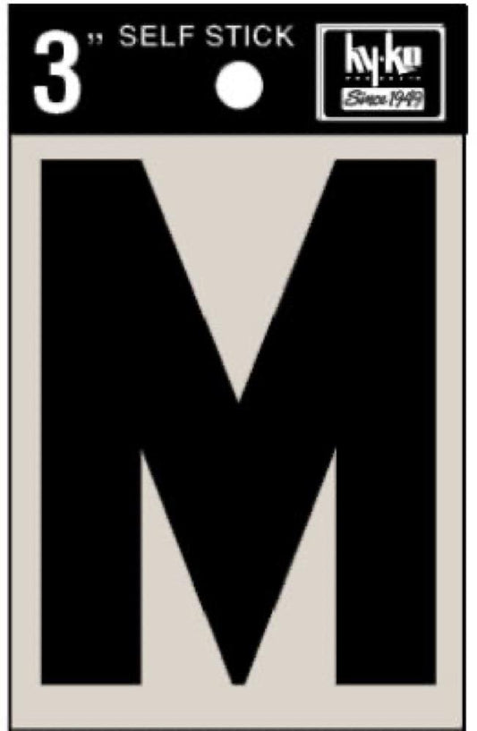 3" BLK Adhes Letter M