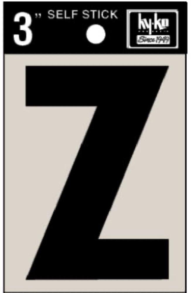 3" BLK Adhes Letter Z