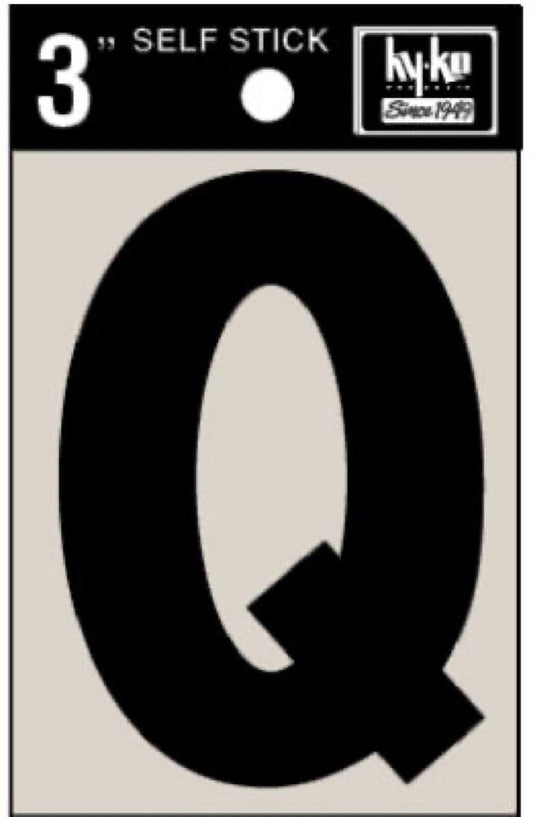 3" BLK Adhes Letter Q