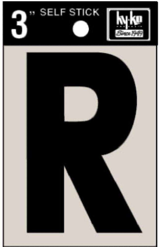 3" BLK Adhes Letter R