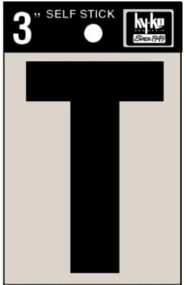 3" BLK Adhes Letter T