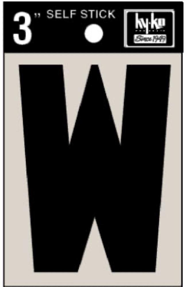 3" BLK Adhes Letter W