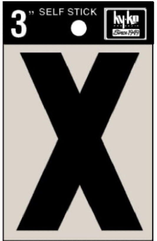 3" BLK Adhes Letter X