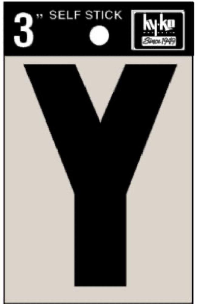 3" BLK Adhes Letter Y