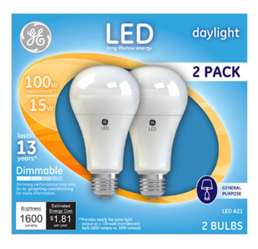 GE 2PK 15W Day A21 Bulb