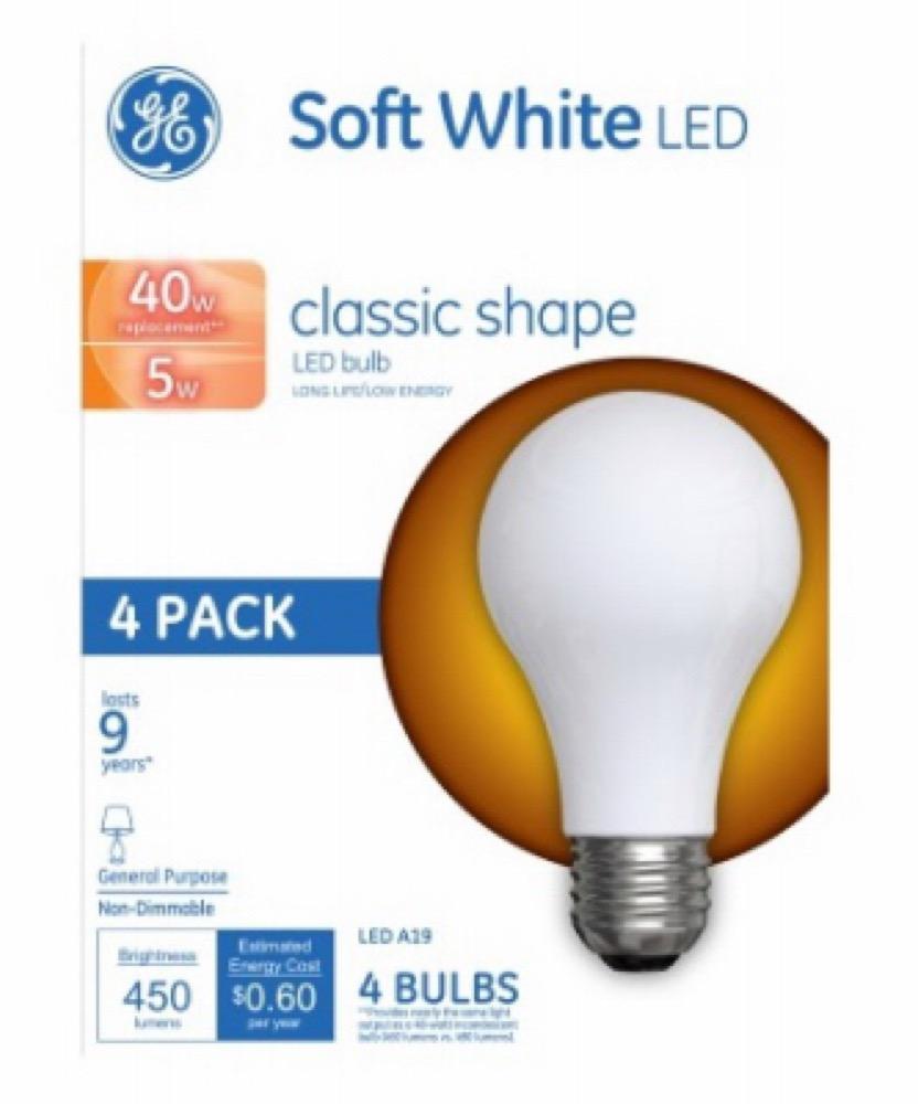 GE 4PK 5W WHT A19 Bulb