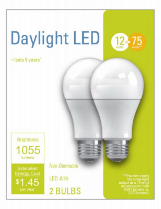2PK 12W Day A19 Bulb