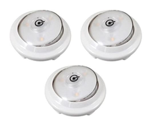3PK WHT LED Puck Light