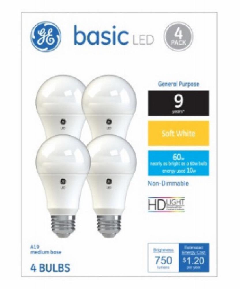 GE 4PK 10W SW A19 Bulb
