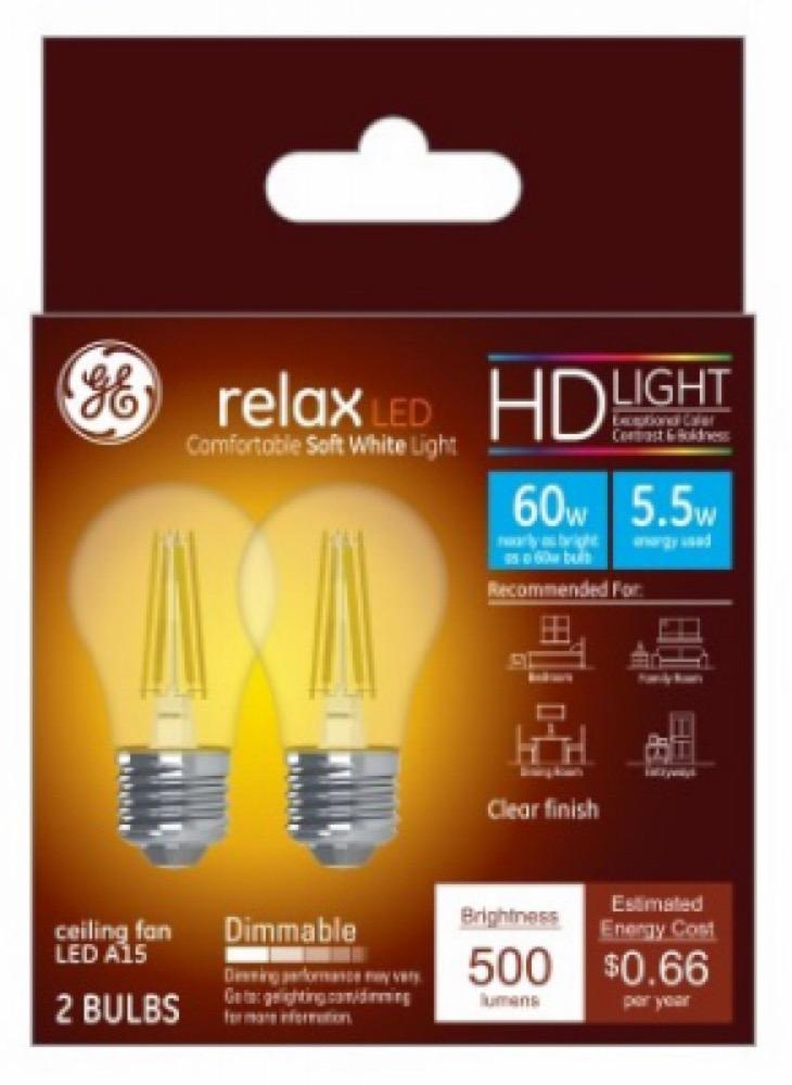 GE 2PK 5.5W SW CLR Bulb