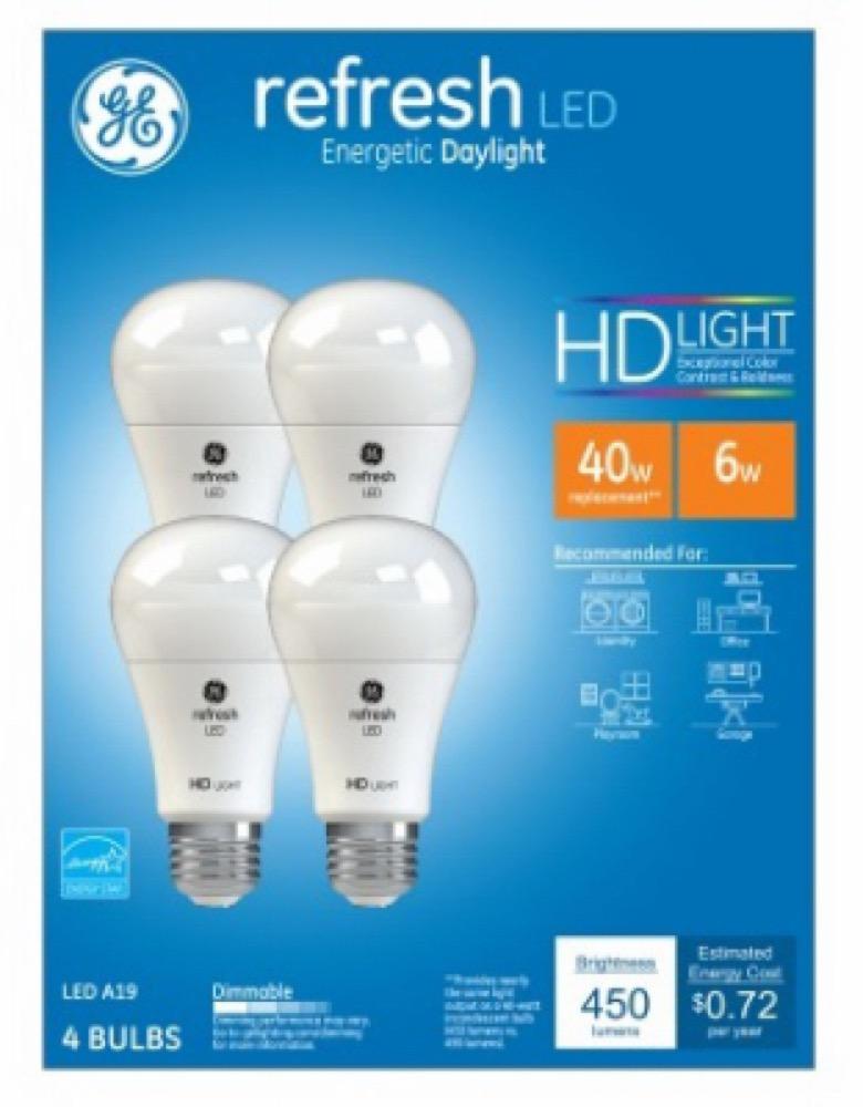 GE 4PK 6W Day A19 Bulb