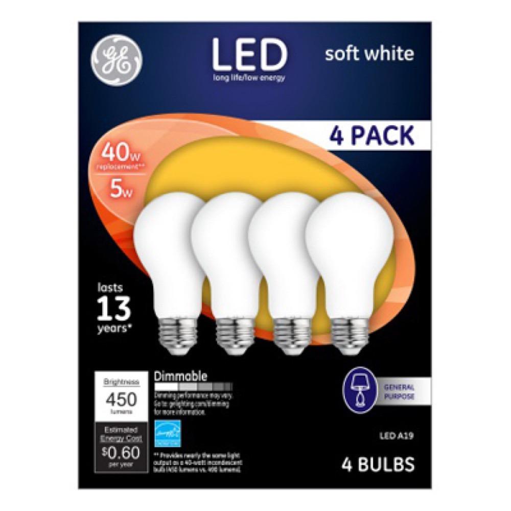 GE 4PK 5W SW A19 Bulb