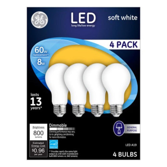 GE 4PK 8W SW A19 Bulb