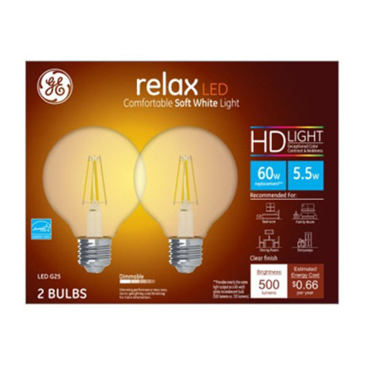GE 2PK 5.5W SW G25 Bulb