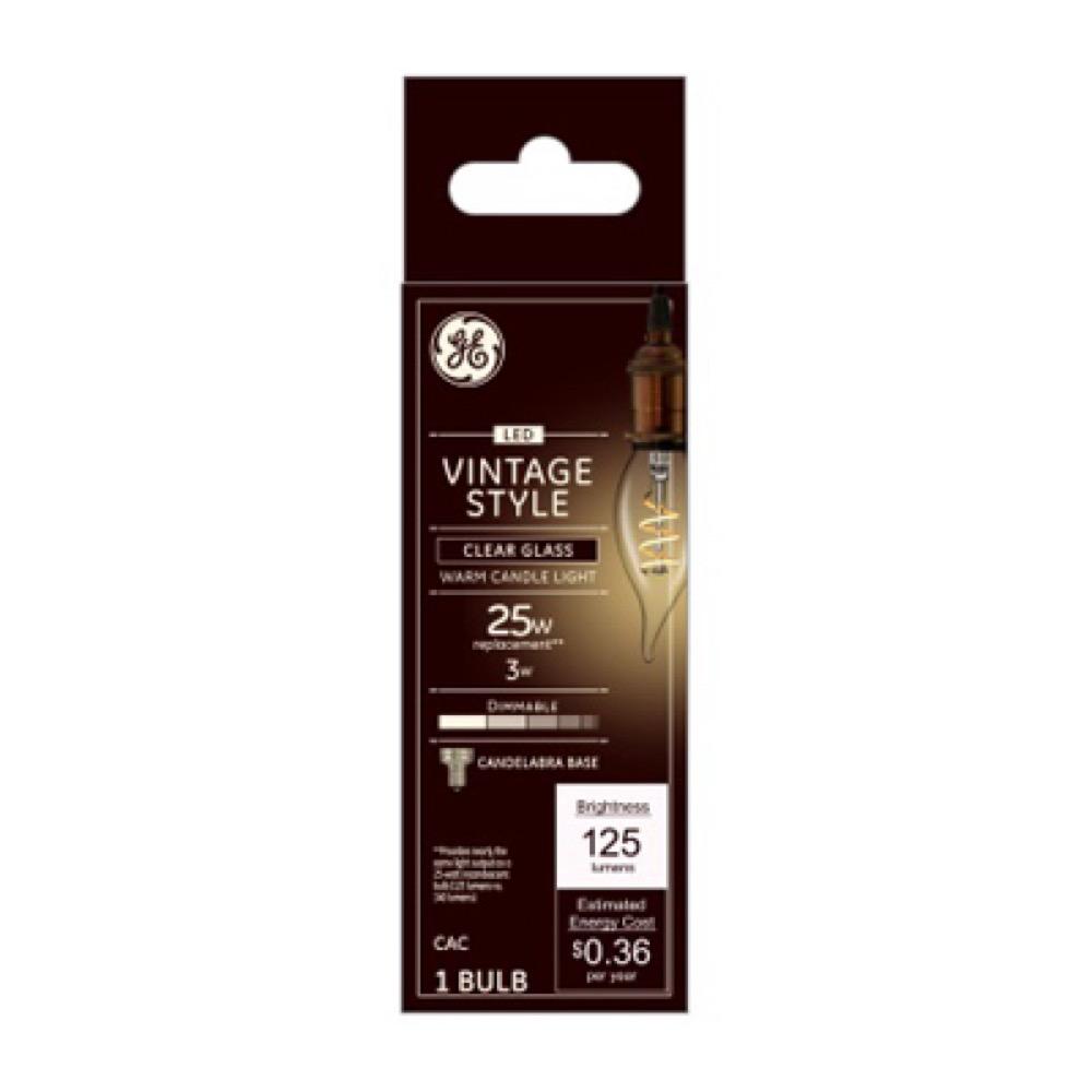GE3W CLR Cand Vint Bulb