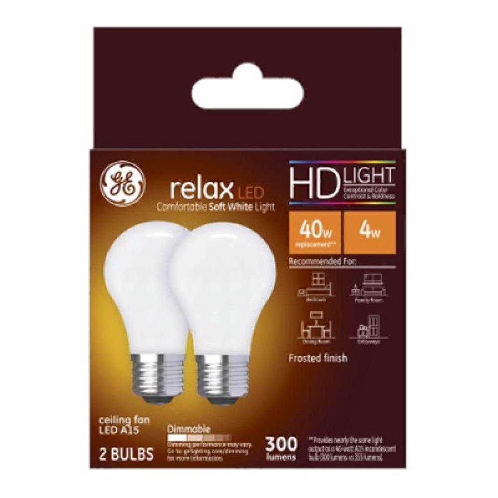 GE 2PK 4W SW Ceil Bulb