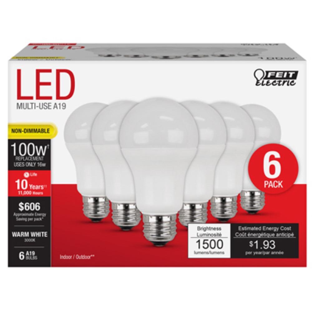 6PK 15W WW A19 Bulb