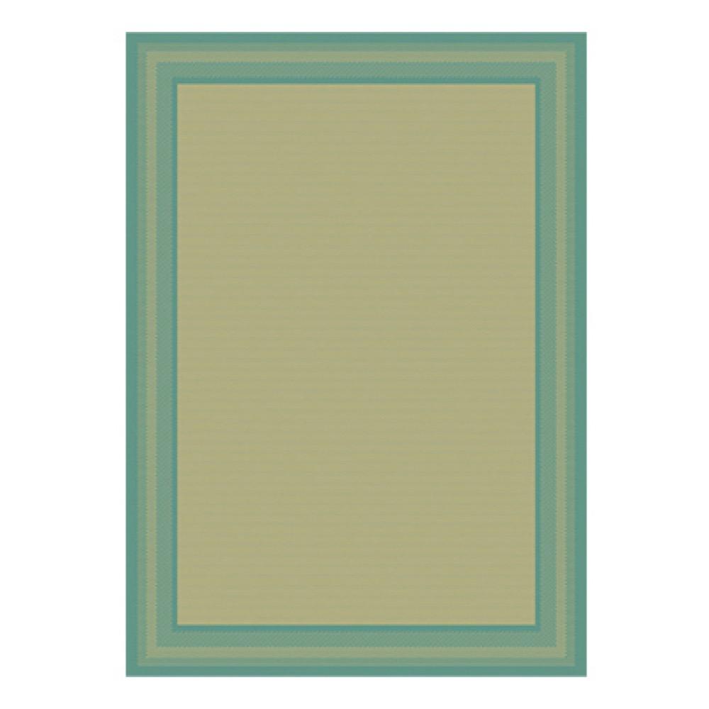 5x7 Aqua/Tan Border Rug