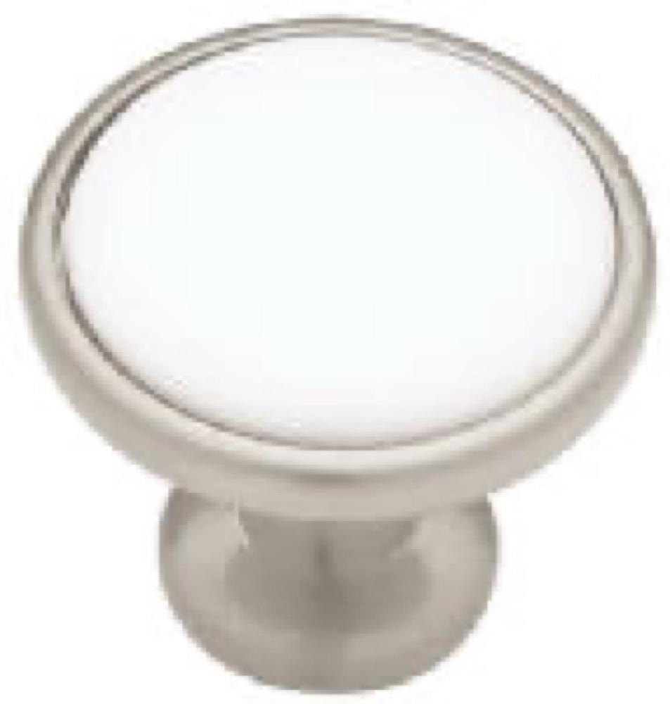 1-1/4" NI Cera WHT Knob