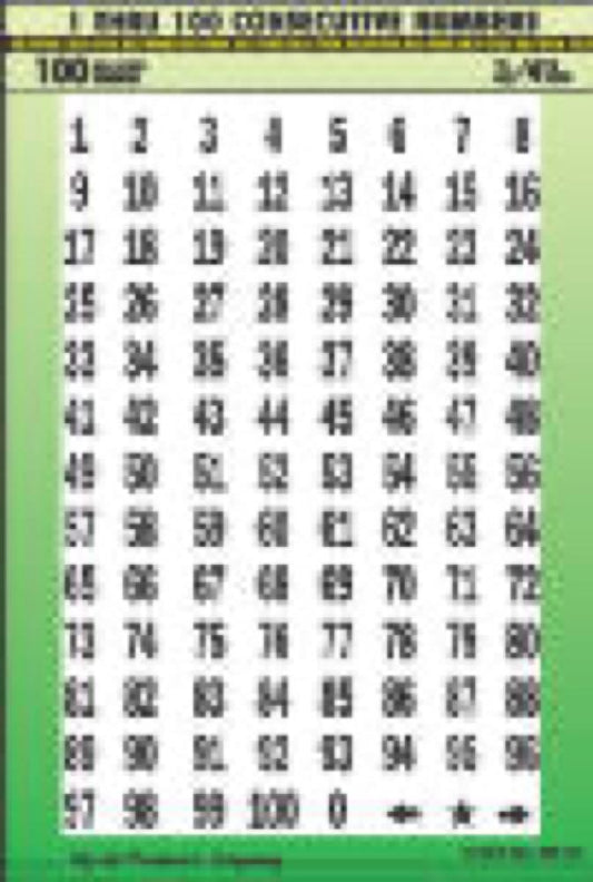 3/4" Consecut 1-100 Set